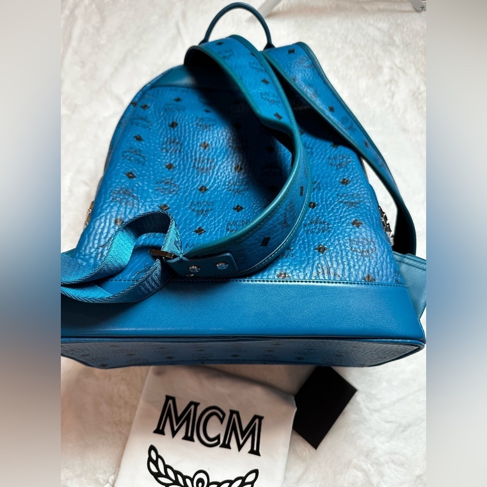 MCM blue Leather Backpack with studs brand new with tag - Picture 13 of 16
